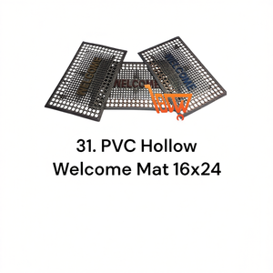 PVC Hollow Welcome Doormat 16x24 Inch Anti-Slip <b>Floor</b> Mat for Home & Hotel Bathroom Door Use - Product Image 3