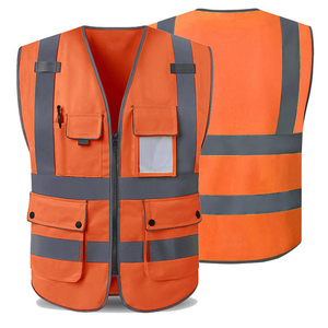 Fluorescent Polyester Safety Vest Reflective Detailing Needle Detection Ensures Visibility Dark <b>Environments</b> OEM - Product Image 5