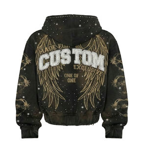 Sweat à capuche streetwear personnalisé en molleton de coton épais, coupe épaules tombantes, pour marques américaines, broderie sur la poitrine - Product Image 2