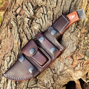 Cuchillo rastreador de acero al carbono hecho a mano personalizado con mango de madera de Rosa y Funda de cuero fino, regalo para su cuchillo de camping - Product Image 6