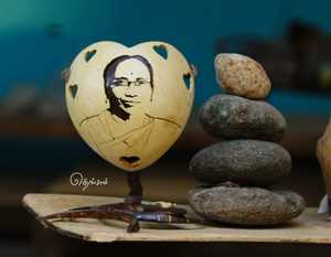 Porte-clés et support de stylo promotionnels d'artisanat rustique classique écologique de coquille de noix de coco polie - Product Image 3