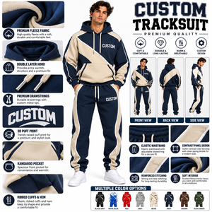Conjunto deportivo de dos piezas para hombre con estampado Puff Print, chaqueta y pantalones jogger de algodón, con logotipo personalizado, estilo streetwear. - Product Image 5