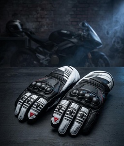 Guantes de cuero con dedos completos para hombre, color negro y blanco, para ciclismo, verano, cierre con cremallera, titanio Pro-Tek - Product Image 4