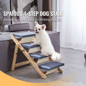 Rampa Plegable 2 en 1 de Madera para Mascotas, Acceso para Camas y Sofás, Estructura de 4 Escalones para Mascotas del Mismo Tamaño, Accesorios para Camas de Mascotas - Product Image 1