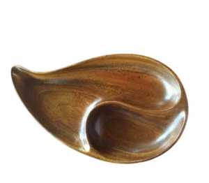 Yin Yang Shape 2 Section Divided Wooden Tray Premium Food Warmers and Casseroles Acacia Wood Split Serving <b>Plate</b> <b>Snack</b> Nut Bowl - Product Image 1