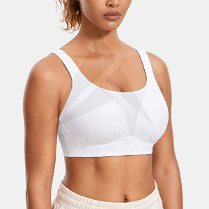 Soutien-gorge de sport sans coutures pour femme, col ras du cou, dos nageur, motif géométrique, maintien moyen, maille respirante, vêtements de fitness, blanc - Product Image 6
