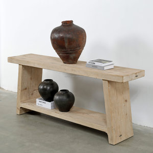 Salon moderne américain planches rondes et épaisses en <span class=keywords><strong>bois</strong></span> massif de chêne naturel <span class=keywords><strong>vieilli</strong></span> Table <span class=keywords><strong>console</strong></span> - Product Image 2