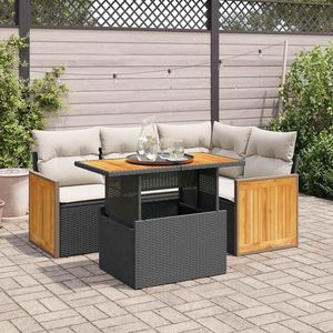 Ensemble de canapés de jardin modulaires en rotin PE noir, mobilier d'extérieur moderne modulaire - Product Image 1