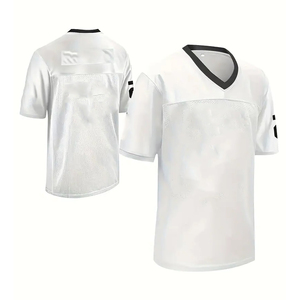 เสื้อเจอร์ซีย์อเมริกันฟุตบอล/รักบี้ คอวี แขนสั้น สีขาว แบบยูนิเซ็กซ์ ผ้าตาข่ายระบายอากาศ แห้งเร็ว ทรงปกติสำหรับผู้ใหญ่ แบบซับลิเมชั่น - Product Image 2