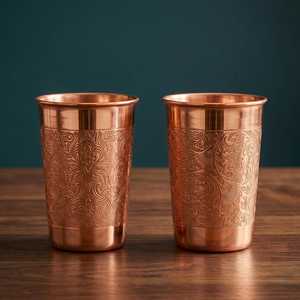 Handmade 100% Pure Copper Engraved Jug <b>Set</b> with 4 Glasses 1.5L Capacity Lid Included BPA Free by World Craft Impex - Product Image 4