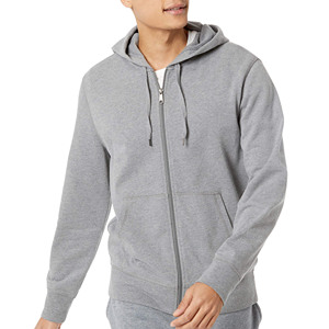 Men's Gray <b>Hooded</b> <b>Zip</b>-Up Sweatshirt Regular Fit Cotton French Terry Casual Solid Color Pocket Design Autumn Wear - Product Image 6