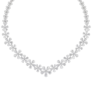 Collier Flora Symphony en diamants de culture, argent sterling 9KT, 10KT, 14KT, 18KT, collier de luxe avec diamants, cadeau pour femme - Product Image 3