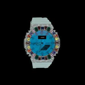 Reloj de Plata de Lujo con Incrustaciones de Diamantes Moissanite Multicolores de Moda, Acabado Premium para Regalo de Boda o Compromiso - Product Image 1