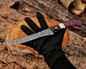 Top Trending Custom Handmade Flexible Fish Filleting <b>Knives</b> Honey Cone Handle Damascus Steel Ambidextrous <b>Kitchen</b> <b>Knife</b> - Product Image 2