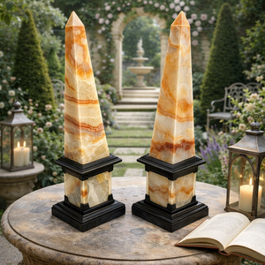 Par de Obeliscos de Cristal de Ónix, Escultura de Torre de Piedra de Lujo, Decoración Energética para Meditación, Adorno para Mesa de Jardín - Product Image 2