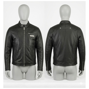 2024 Latest Design Men's <b>Stand</b> Collar Winter Leather Motorcycle Jacket High Quality Full Sleeves Waterproof Brand New OEM ODM - Product Image 3