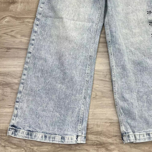 Pantalon en jean ample taille haute pour femme, coupe droite, style décontracté d'été, vente en gros - Product Image 2
