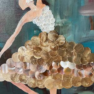 Tableau mural de luxe fait main en nacre, motif ballerine, pour décoration intérieure moderne de salon - Product Image 2
