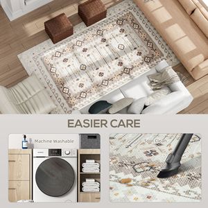 Set di Tappeti Lavabili in Lavatrice 5x7, Antiscivolo, Stile Boho con Stampa in Flanella per Soggiorno, Camera da Letto e Sala da Pranzo - Marrone - Product Image 5