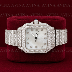 Montre Hip Hop de Luxe pour Femme avec Diamants Moissanite, Cadran Carré Entièrement Sertie, Bracelet en Acier Inoxydable, Montre Bijou Personnalisée - Product Image 5