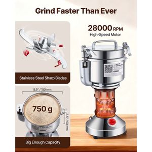 Macinino Elettrico Professionale per Spezie ad Alta Velocità 750g 2000W, Polverizzatore Commerciale in Acciaio Inossidabile, Macchina per Polveri con Motore Potente - Product Image 4