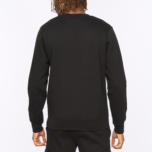 Men's Black Crew Neck Regular Fit Pullover Sweatshirt Solid Color Casual French Terry Knitted Autumn Wear - Product Image 2