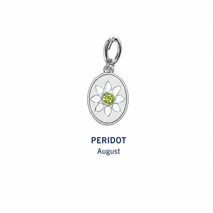 Wholesale OEM Custom Peridot August Birthstone Pendant Silver Plated Oval Flower Charm White Enamel Petal Green Crystal <b>Necklace</b> - Product Image 1