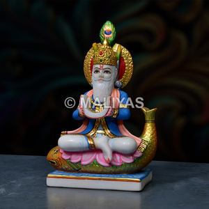 Sculpture en marbre de Jhulelal |   Idole artisanale de Jhulelal de la région de Sindhi – MALIYAS - Product Image 3