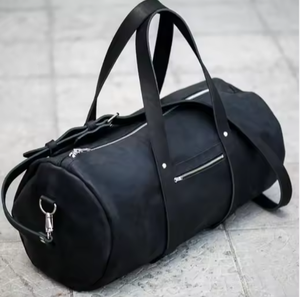 Sac de voyage week-end sport décontracté de luxe en cuir véritable noir, fait main, pour la gym, avec logo personnalisé, fermeture éclair étanche, grande capacité - Product Image 1