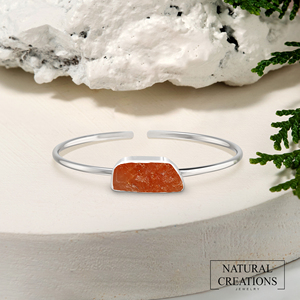 BLAZELS 925 Sterling Silver Twister <b>Bracelet</b> Sunstone Gemstone Rough Shape Natural Bezel Setting Trendy Women Gift Party High - Product Image 5