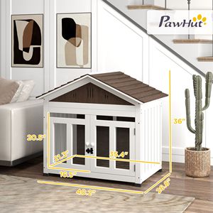Casa para Perros de Madera de 40 Pulgadas para Perros Pequeños y Grandes, Mueble para Mascotas de Interior y Exterior con Ventilación y Piso Elevado Extraíble - Product Image 2