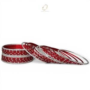 Shining Colourful Premium Kids <b>Red</b> Stainless Steel Zircon Bangles Set Girls Wedding Wear Indian Fashion Jewelry Silver Plated - Product Image 4