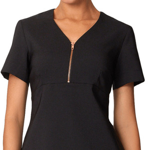 Uniformes de Esteticista al por Mayor, Color Negro, Cuello en V, Túnica para Damas, Uniforme de Spa para Mujer - Product Image 3