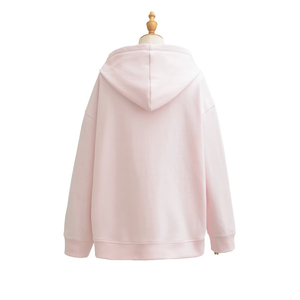 เสื้อฮู้ดดี้ผู้หญิงผ้าฟลีซหนานุ่ม แขนยาว ทรงโอเวอร์ไซส์ มีโลโก้ด้านหน้า เหมาะสำหรับเล่นกีฬาฤดูหนาว เสื้อฮู้ดผู้หญิงทรงพอดีตัว - Product Image 3