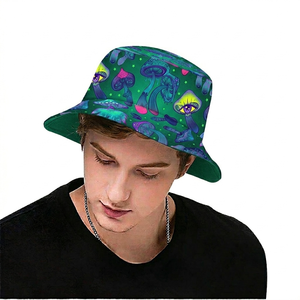 Best Sale 60s Hippie Reversible 3D Embroidery Mushroom Casual Outdoor Daily Bucket Hat - Product Image 4