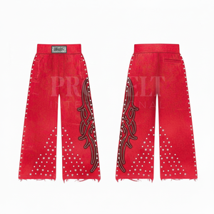 Pantalones Deportivos Casuales de Algodón y Poliéster con Estampado, Estilo Vintage, con Dobladillo Deshilachado, Cómodos y Elegantes, en Oferta - Product Image 6