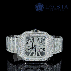 Reloj de Pulsera de Lujo para Hombre, Diseño Vintage Cuadrado, Esfera Esqueletizada, Cristal, Bisel de Acero Inoxidable, Cierre Plegable Plateado, Movimiento de Cuarzo - Product Image 1