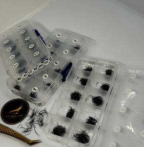 Kit de Prueba Profesional de Pestañas Mixtas 3D 5D 8D 10D 12D, Fans Premade de Cachemira Negro Mate, Caja de Muestras para Extensiones de Pestañas - Product Image 4