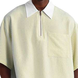 Camiseta Deportiva Ligera de Manga Corta para Hombre, Corte Regular, Cuello Personalizado con Media Cremallera, Antiarrugas, Tallas Grandes, Estilo Moderno - Product Image 2