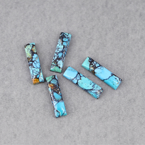 Turquesa natural de 6x23 mm, forma rectangular, base plana, alto brillo, cabujón de piedra preciosa suelta y lisa para la fabricación de collares con colgante de plata. - Product Image 4