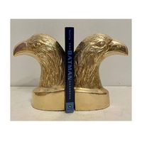 Paire de serre-livres de cygne en aluminium coulé avec finition polie et laiton couleur or belle tête aile affichage Art Decor