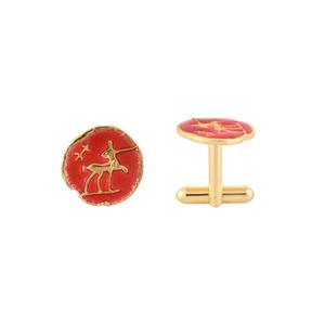 Mancuernillas de Lujo con Diseño de Ciervo en Esmalte Rojo y Baño de Oro para Hombre, Accesorios Formales para Camisa, Regalo de Boda o Negocios - Product Image 3