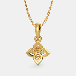 Collar con Colgante de Diamante Cultivado en Laboratorio, Diseño Floral de Cuatro Pétalos, Oro Amarillo - Product Image 3