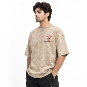 เสื้อยืดโอเวอร์ไซส์ผู้ชายผ้าฝ้ายนุ่มสบาย ทรงหลวมสไตล์วินเทจ คุณภาพพรีเมียม ล้างสีแบบแอซิดวอช - Product Image 3