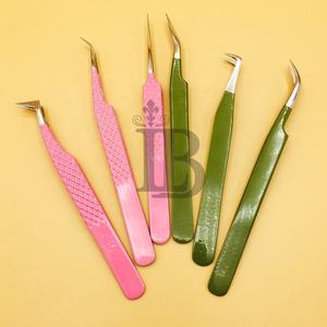 Pink <b>Eyelash</b> <b>Extension</b> Tweezers 45 Degree Tweezers <b>Mink</b> Curved Tweezers Volume Fan Tight Grip Strong Hold Grip Logo Offers - Product Image 3
