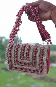 Nouvel arrivage de superbes sacs à main de soirée de mariée multicolores en perles et pierres lourdes en relief faites à la main pour femmes - Product Image 2