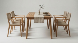 ชุดโต๊ะอาหารไม้สไตล์สแกนดิเนเวียนแบบพกพา Bale Living Modern พร้อมเก้าอี้ 4 ตัว ดีไซน์ทรงสี่เหลี่ยมผืนผ้า เฟอร์นิเจอร์สำหรับบ้าน - Product Image 1