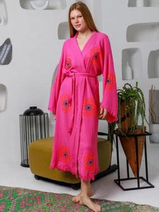 Atractivo Kimono de Algodón Midi Vintage de Verano, Estilo Bohemio con Ojo Turco, Cárdigan de Manga Larga para Mujer, Elegante y Holgado, para la Playa - Product Image 5