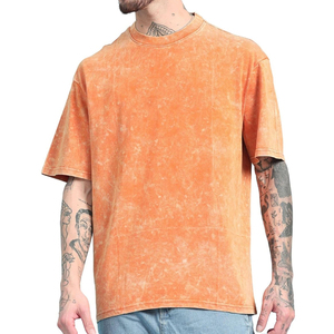 เสื้อยืดผู้ชายทรงปกติแบบ Acid Wash ผ้าฝ้าย 100% สำหรับฤดูร้อน กิจกรรมกลางแจ้ง คอกลม แขนสั้น แห้งเร็ว ระบายอากาศดี เป็นมิตรกับสิ่งแวดล้อม - Product Image 1