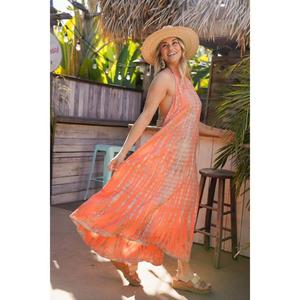 Vestido Maxi Tie Dye para Mujer, Sin Mangas, Cuello Halter, Estilo Boho, Vestido de Playa, Corte Holgado, Ropa de Verano para Vacaciones - Product Image 2